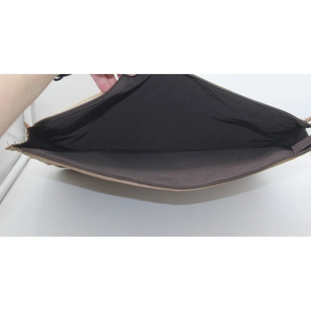 MultiSac Shoulder Purse Laptop Bag Tan Leather Look Several Compartments Classic